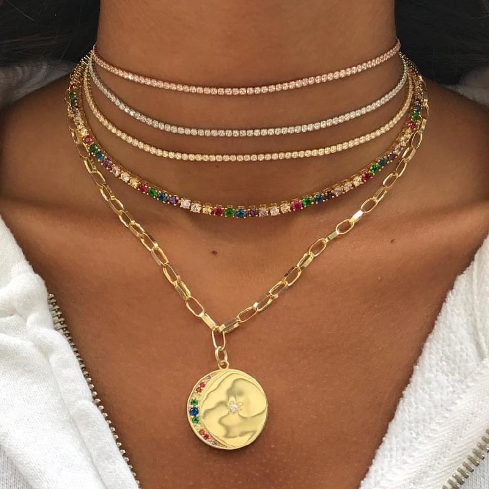 Tennis cz choker necklace